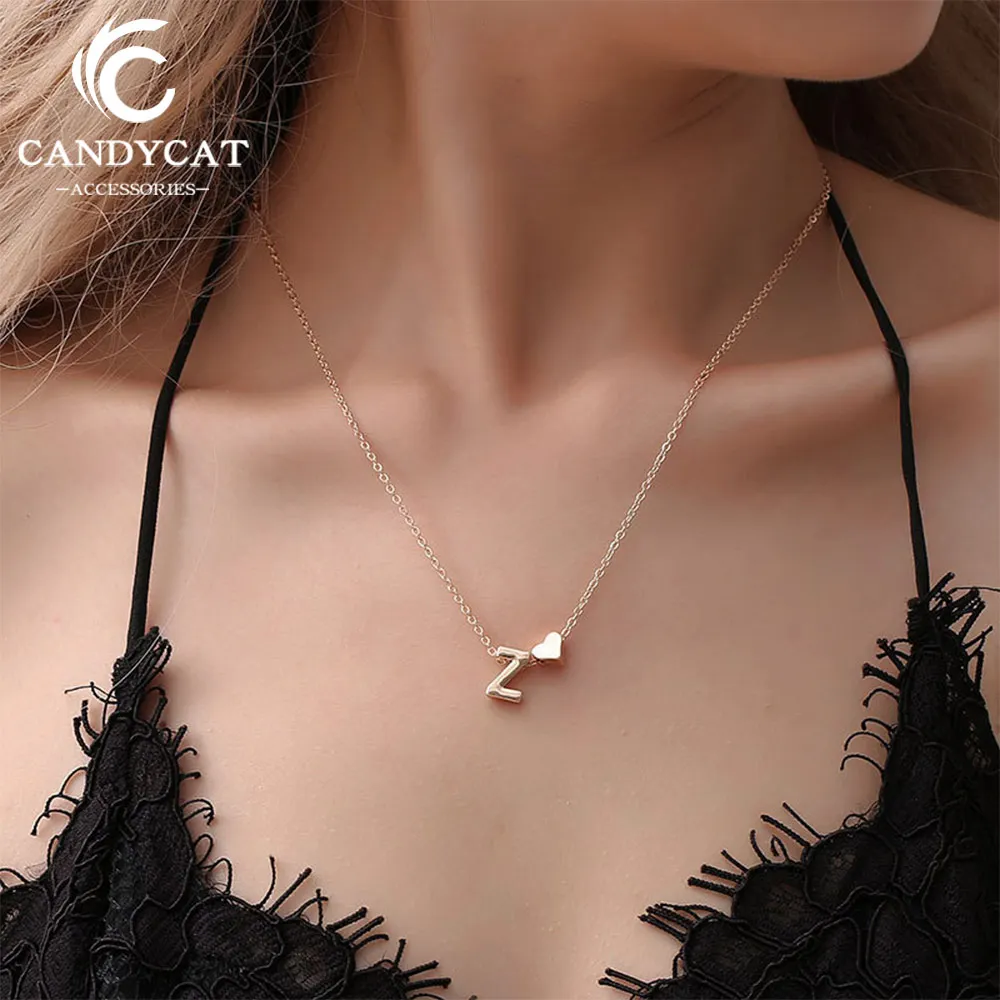 Heart Letter Necklaces For Women Gold 