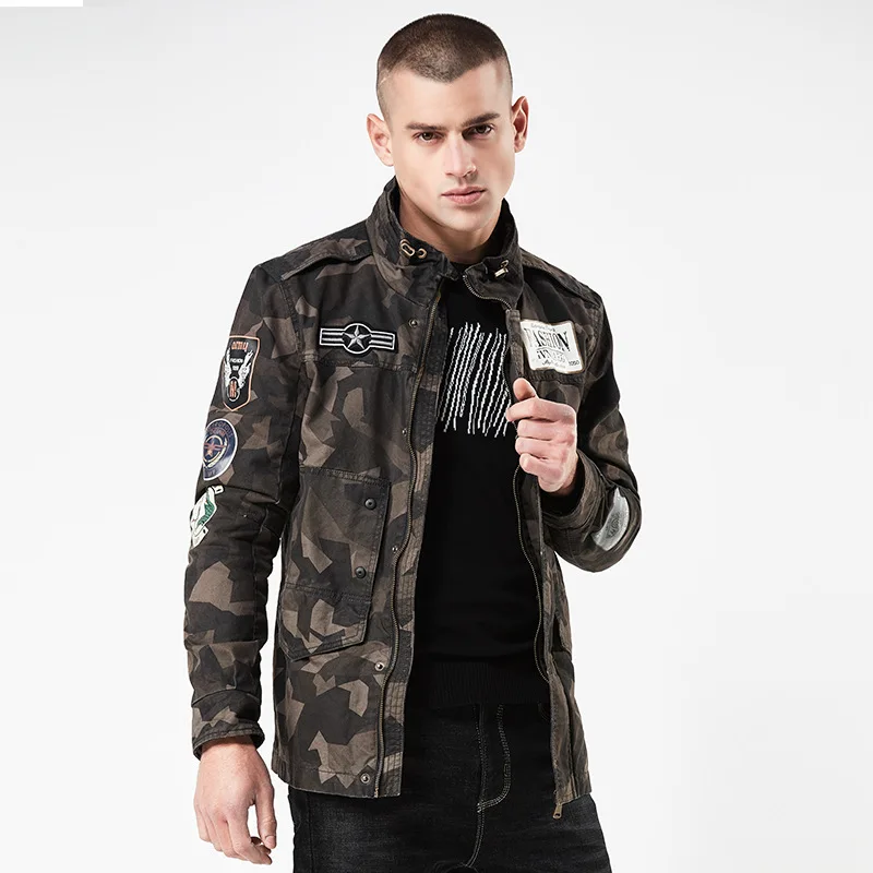 

2019 New Style Men Camouflage Coat Short Stand Collar Men Jacket Cotton-padded Clothes