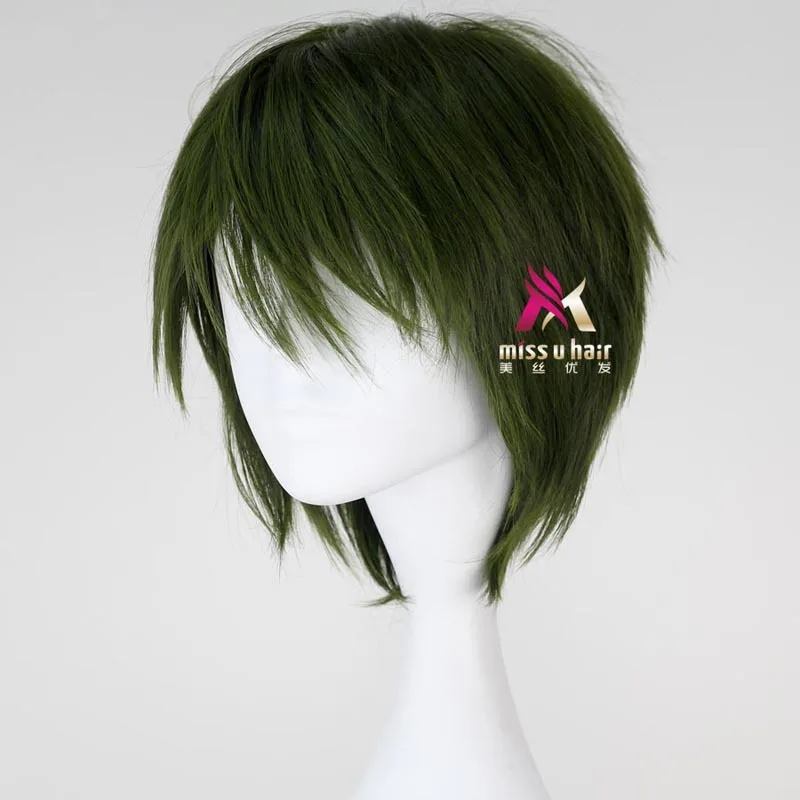 Japanese Anime kurokos basket Green wig kuroko no basuke Midorima Shintaro green straight wig Comic role play hair + cap