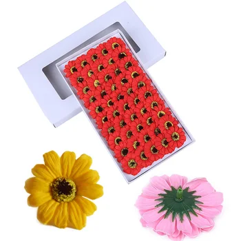 

50PCS 5CM Soap Artificial Gerbera Daisy Flower Head Soap Flower for Home Wedding Party Decoration Fake Flowers