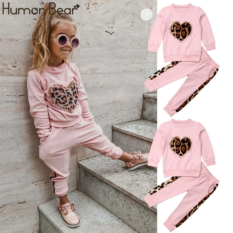 Humor Bear/комплект осенне-зимней одежды для маленьких девочек, Леопардовый свитшот с длинными рукавами Топы+ юбка комплект из 2 предметов детская одежда