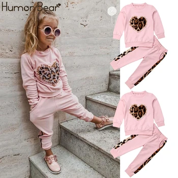 

Humor Bear Toddler Baby Girl Autumn Winter Clothes Set Long Sleeve Leopard Sweatshirt Tops+Pants 2pcs Kids Outfits Kids Clothing