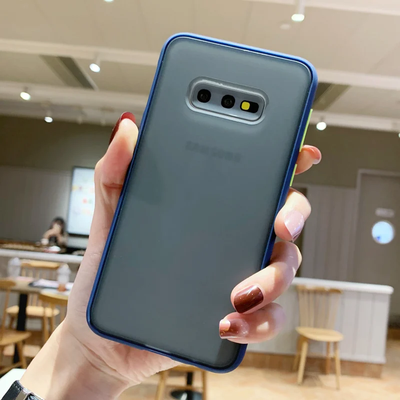 

Anti Knock Hybrid Color Matte Frosted Transparent Case For Samsung Galaxy S10 Plus Note 10 Plus S10e Hard Back Cover TPU Bumper