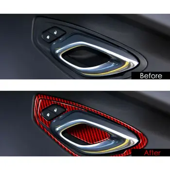 

6pcs Carbon fiber decoration Red Door Stickers For Chevrolet Camaro 16-20 Parts