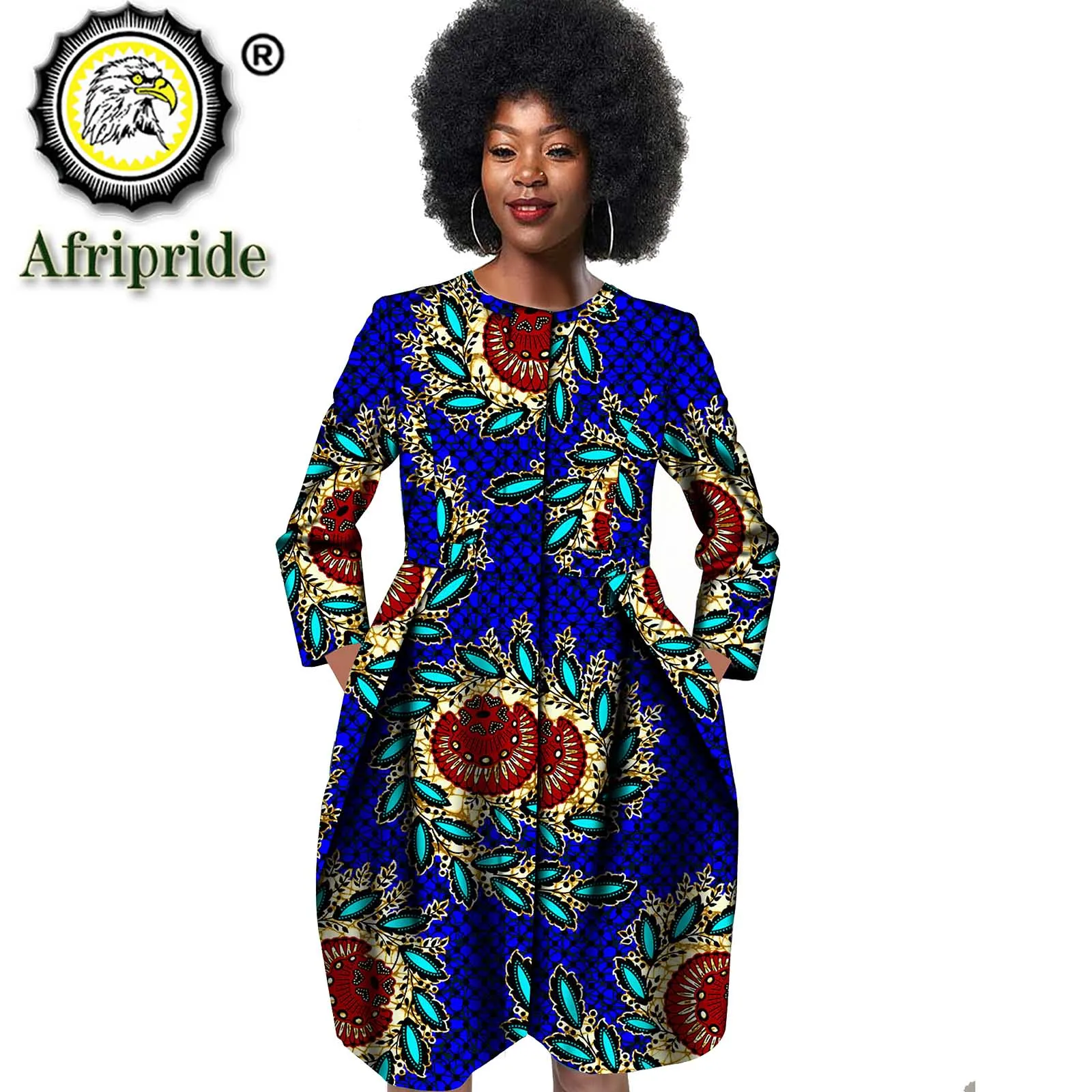 

Bazin Riche African Dresses for Women Dashiki Print Dresses Vestidos Women Wedding African Clothing with Pockets Casual S2025063