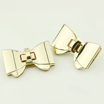 

1Set Handbag Twist Turn Lock Golden Metal Hook Box Latches Clasp Bag Lock Bow shape Trunk Purse Lock