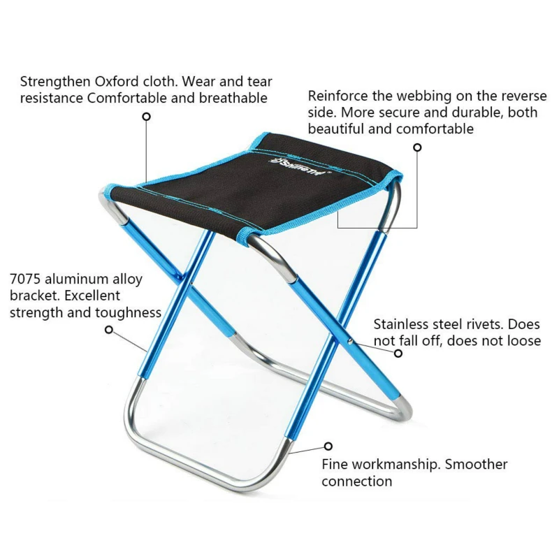 Folding Stool Fishing Chair Lightweight Picnic Camping Chair Foldable Aluminium Cloth Outdoor Portable Outdoor Furniture