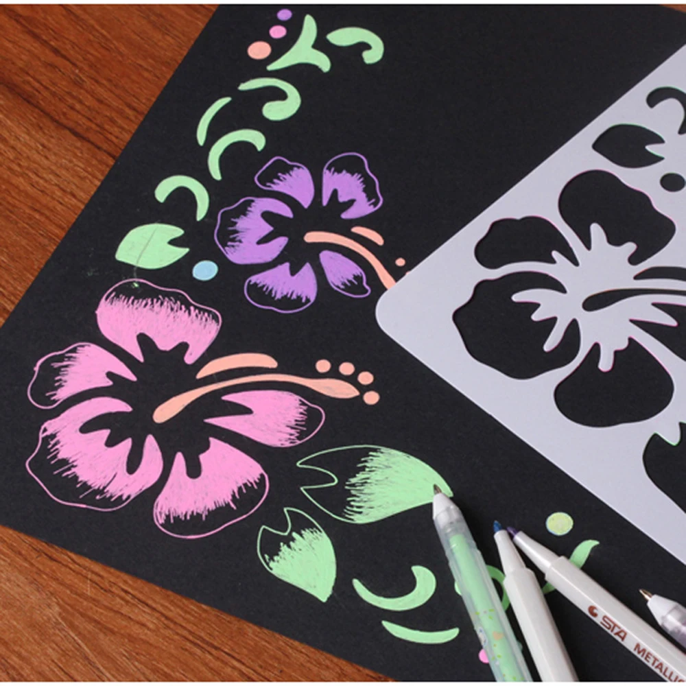 

1 Pcs Hollow Paiting Template Stamp DIY Drawing Stencils Number Letter Flower Vine Lace Scrapbooking Album Decoration