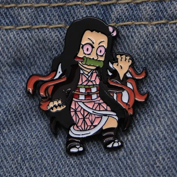 

20pcs/lot Demon Slayer Kamado Nezuko Jacket Enamel Pin Buckle Shirt Brooches Jewelry for Girls Boys Hat/Bag Lapel Badge D256