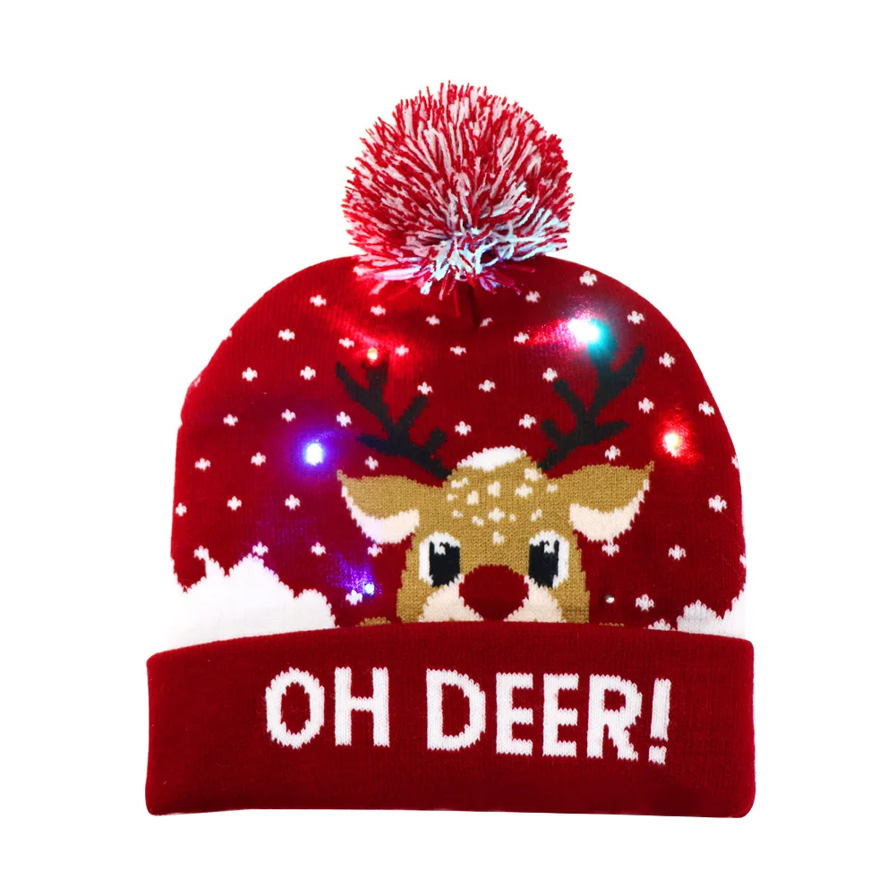 Войлочные DIY Мини украшения для рождественской елки Санта-собака Лапа чулок детские игрушки подарки мешок поддельные цветы Рождественская елка орнамент год - Цвет: LED hat 2