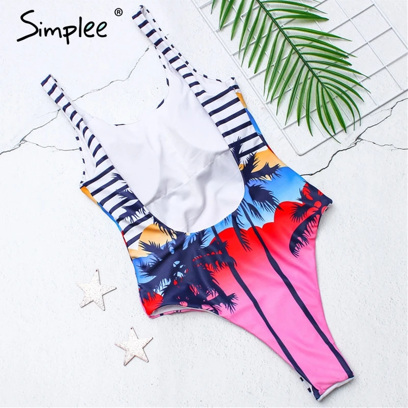 Simplee bikini купальник принт фламинго Sexy bikini купальник принт фламинго купальный костюм купальник цельный 2019новынка