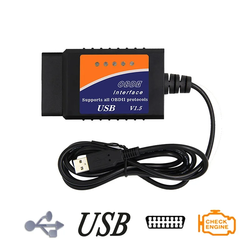 ELM 327 1,5 Мини OBD2 USB V1.5 сканер elm327 pic18f25k80 для мульти-брендов CAN-BUS USB считыватель кодов диагностический кабель аксессуары