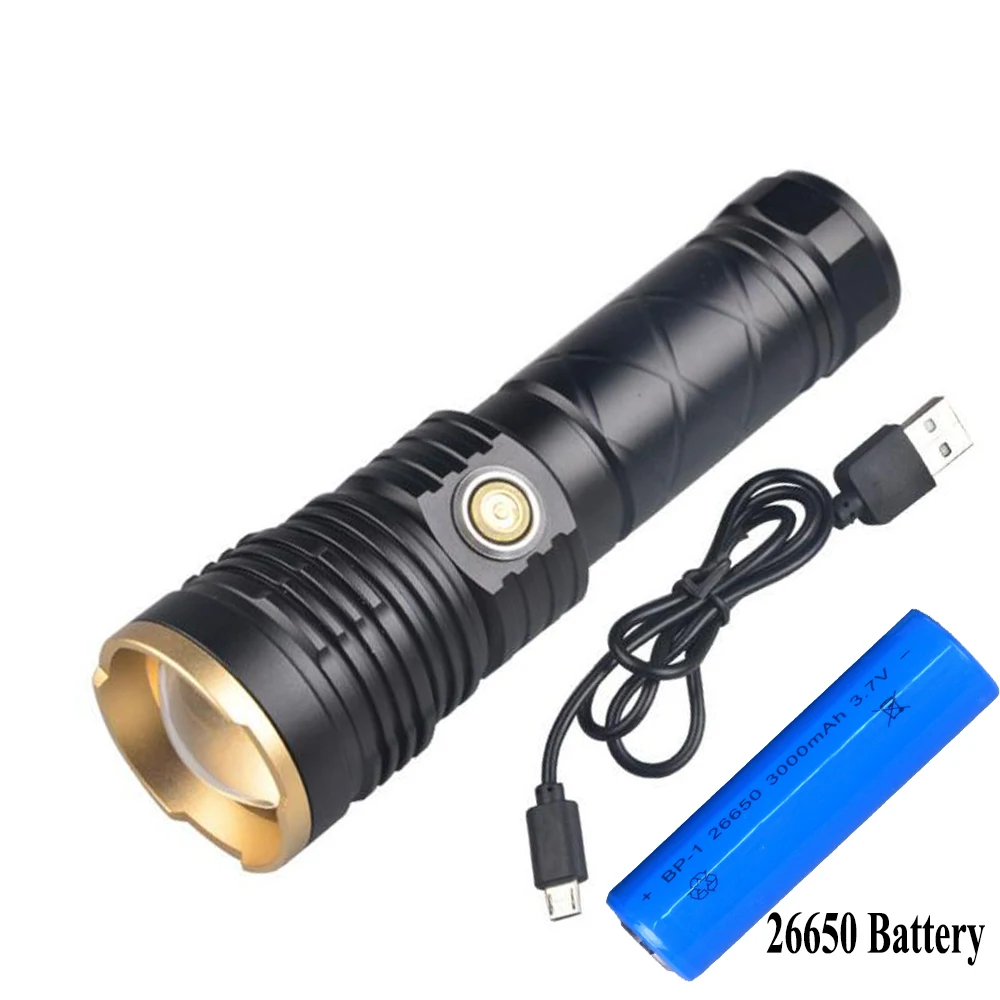 cool white light TMWT супер мощный фонарик USB Перезаряжаемый водонепроницаемый XHP50 ультра яркий фонарик для кемпинга с аккумулятором 26650 - Испускаемый цвет: cool white light