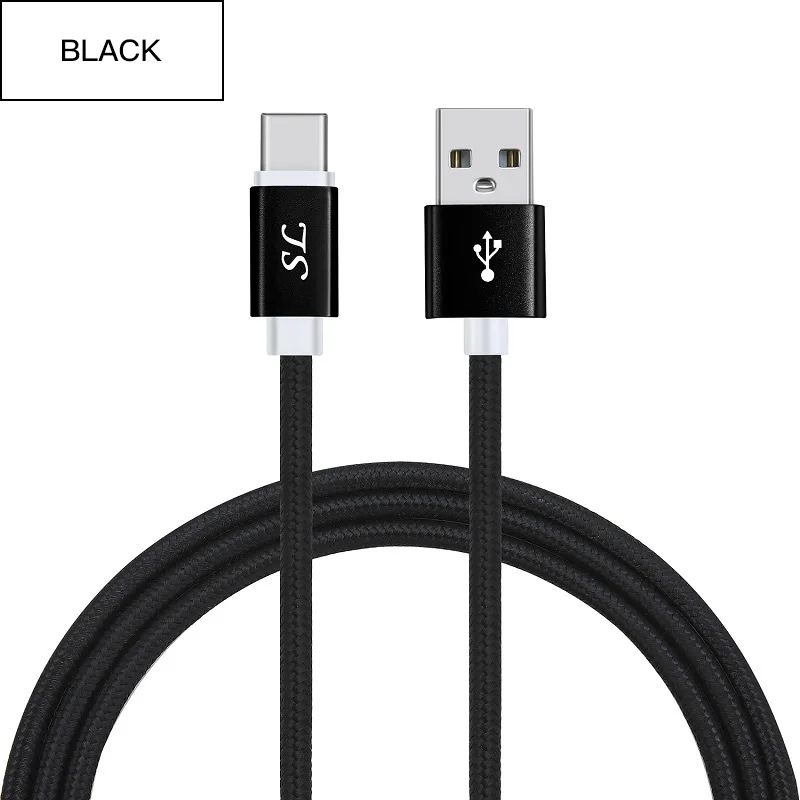 10 шт./лот usb type-C кабель 1 м 1,5 м 2 м плетеный кабель для быстрой зарядки для samsung S10 huawei P30 Xiaomi для устройств usb type-C - Цвет: Black