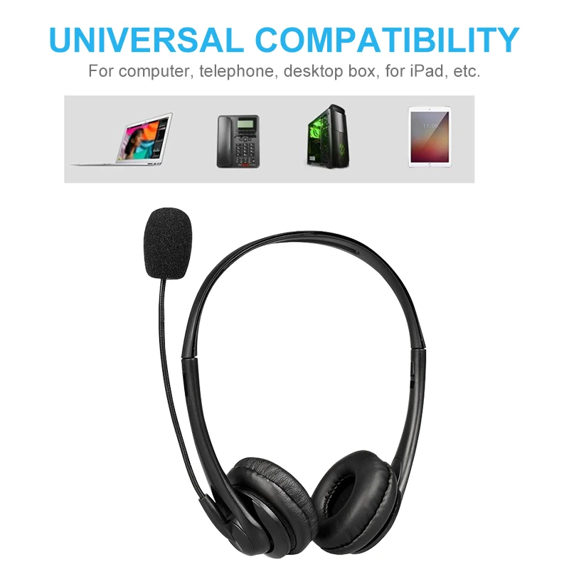 Call center wired headset with mic