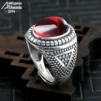 

10*14mm 6.18 Sale S925 Sterling Silver Australia Ruby Rings good taste Rings handicraft Gemstone Retro Chalcedony