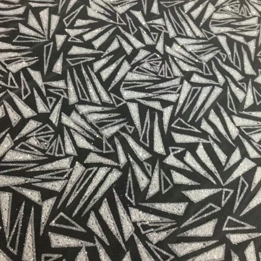 Модная Геометрическая художественная блестящая кружевная ткань белый клей блестки печать свадебное платье одежда индийское сари кружевная ткань