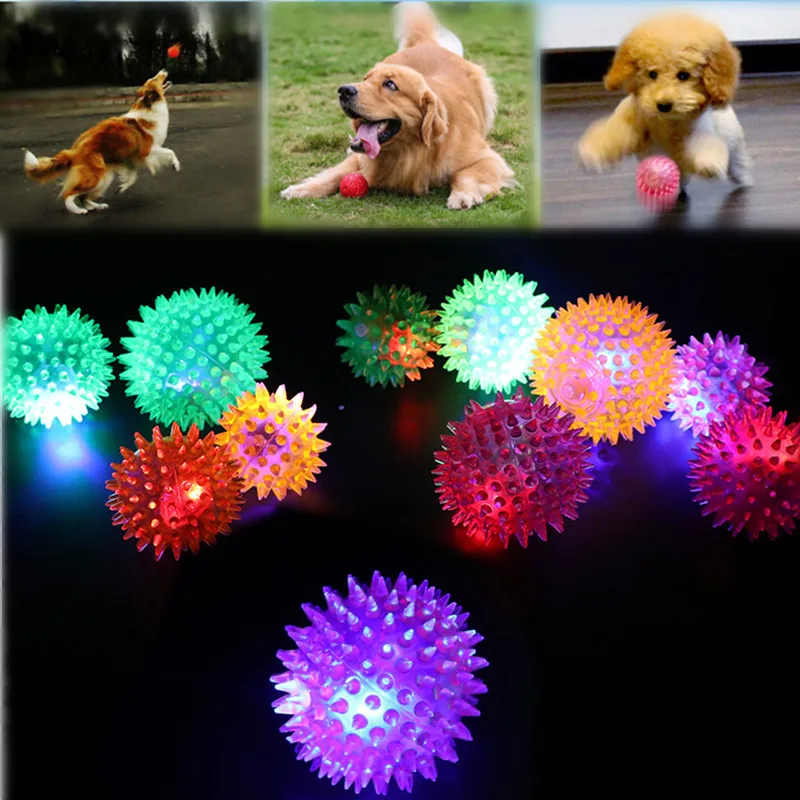 

1pc Interactive Rubber Balls Lighting Dog Toy Balls Dog Cat Pet Squeaky Toys Soft Pet Dog Chew Elastic Hedgehog Ball Puppy Toy