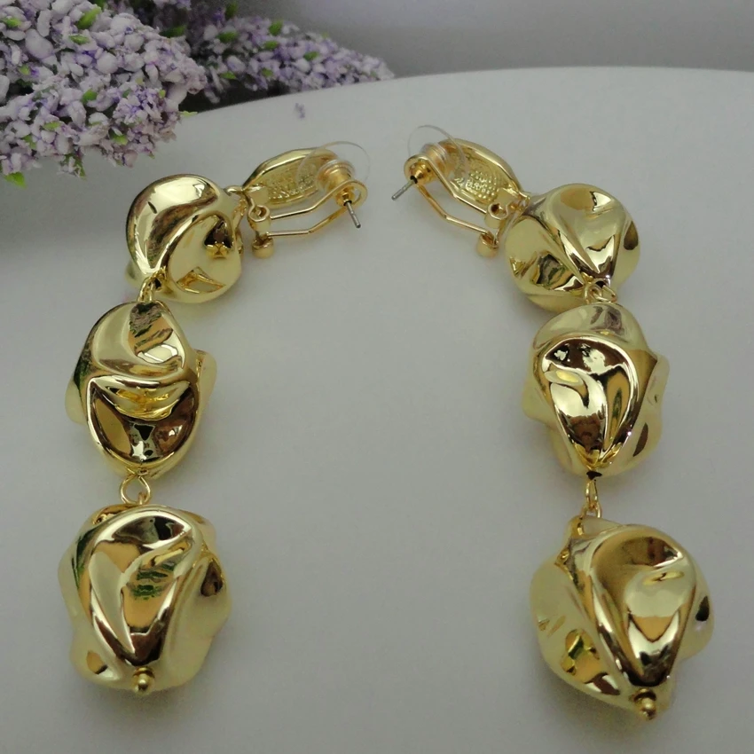 Yuminglai 24K Дубай золотые серьги итальянские серьги для женщин FHK7633
