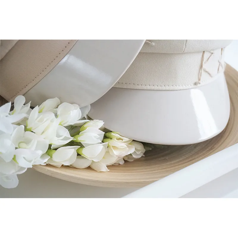 New Summer Cotton Patchwork Newsboy caps Letter Embroidery Military Cap