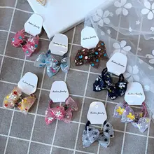 Детские заколки для волос ярких цветов с цветочным принтом; боковая заколка для девочек; аксессуары для волос с фруктами для маленьких принцесс; маленькая боковая заколка для волос