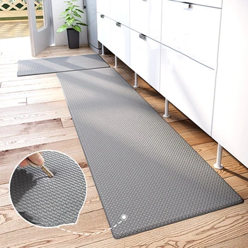 

Solid Color Kitchen Mat PVC Rugs Home Hallway Balcony Floor Carpets Anti-skid Doormat Water/Oilproof Cooking Feet Pad Thick PU