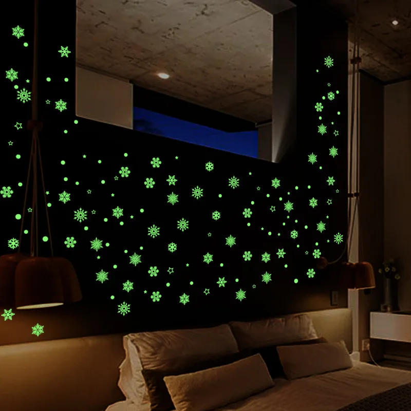 Christmas Luminous Snowflake Removable Window Sticker Background Decorative Glow In The Dark Decal for Baby Rooms Decortion | Дом и сад