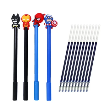 

4+10 pcs/lot Cute Marvel Character American Captain Batman Gel Pen Signature Pen Escolar Papelaria School Office Supply gift
