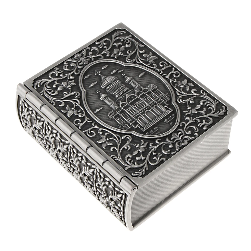 Индийская винтажная книга металлическая коробка для драгоценностей маленький брелок набор контейнеров для хранения 9X7,5X3,5 см