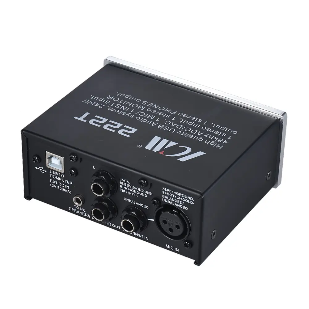  2-Channel Audio System Interface External Sound Card +48V phantom power DC 5V for Computer Smartpho