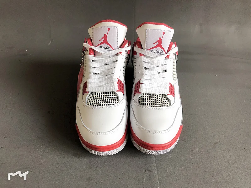 Классический Стиль jordan 4 Ретро Мужские Баскетбольные Кроссовки AJ 4 Белый Огненный красный износостойкая спортивная обувь 308497-137