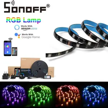 

SONOFF L1 2M/5M Smart WiFi Flexible Adapter RGB LED Strip Light Waterproof Voice Remote Control Dimmable Work With Alexa Goggle