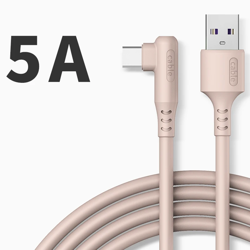 90 Degree Elbow 5A USB Cable Fast Charging Type C Cable Mobile Phone Charger Cord for Huawei P40 Xiaomi Redmi Usb C Cable iphone charger cable Cables