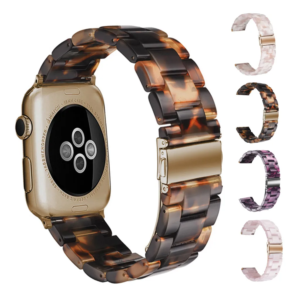 

color Watchbands For Apple Watch 3/4 Luxury Tortoise Shell Resin Watch Bands Strap Bracelet 38mm smart bracelet #40