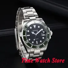 40 мм parnis MIYOTA черный циферблат светящийся зеленый керамический ободок сапфировое стекло автоматические механические наручные мужские часы 637