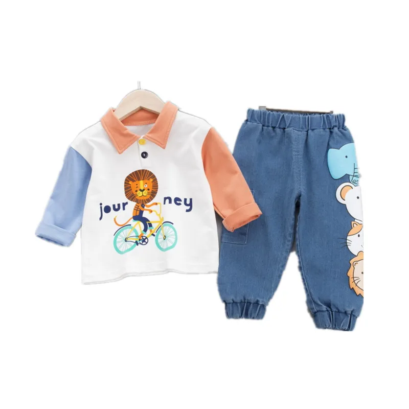 

New Kids Spring Autumn Cotton Clothes Baby Boy Girls Cartoon T Shirts Pants 2Pcs/sets Infant Children Fashion Toddler Tracksuits