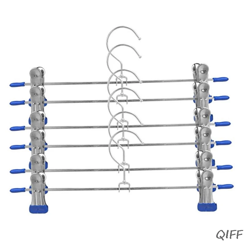 10 шт. вешалка для брюк из нержавеющей стали, вешалка для брюк, пальто, брюк, юбки, вешалки для одежды, держатель для одежды с 2 регулируемыми нескользящими зажимами 28 см