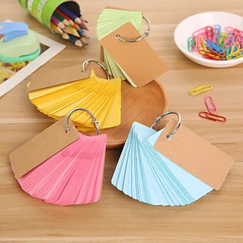 

Iron Ring Loose-leaf Memo Pad Empty Page Blank Kraft Paper Notepad Word Study Card Portable Notes Notepad K1362 D