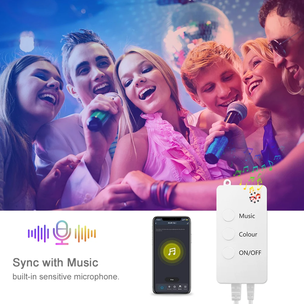 KEXIN Смарт светодиодные ленты RGB 5050 Wifi 40key управление музыкой голос Google Alexa