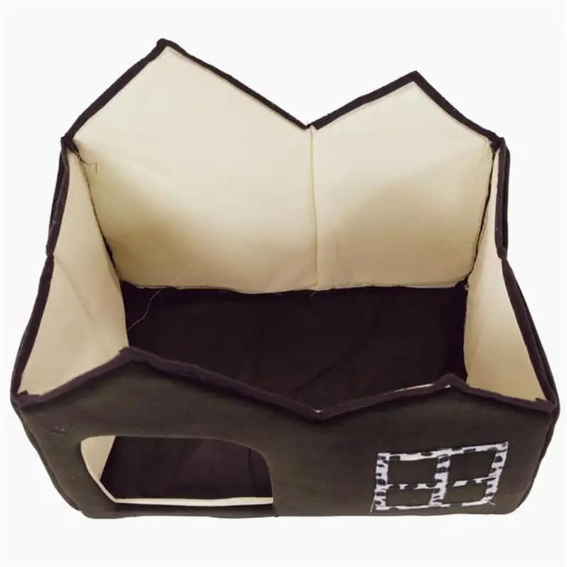 Dog House Bed Villa Super Soft British Cat Pet Animals Cages Coffee Portable s Animals Removable  Cover Mat Travel House