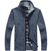 2025 Autumn Winter Men's Sweater Coat Faux Fur Wool Sweater Jackets Men Zipper Knitted Thick Coat Warm Casual Knitwear Cardigan 2