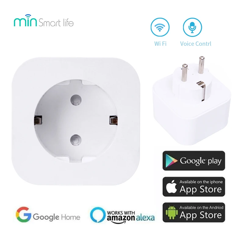 

Min EU Tuya WiFi Mini Smart Socket Electrical Plug 10A Power Monitor App Remote Control Smart Life Works With Alexa Google Home