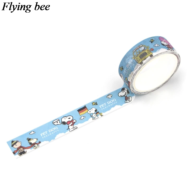 20 шт./лот Flyingbee 15 мм X 5 м смешная собака васи лента бумага DIY декоративная клейкая лента канцелярские Kawaii Маскировочные ленты X0586