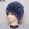 Fashion Women's Cap Real Rex Rabbit Fur Winter Fur Hat For Women Russian Real Fur Knitted Cap Headgear Winter Warm Beanie Hats 1