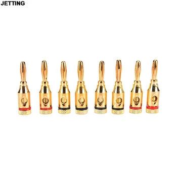 

JETTING Wholesale Price 8pcs 24k Gold Plated Musical Speaker Cable Wire Pin Banana Plug Connector Drop Shipping