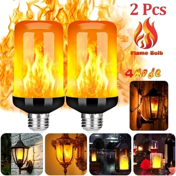 

1/2Pack LED Flame Effect Fire Light Bulbs 4 Modes Flickering Effect Lighting Atmosphere Decoration Lights