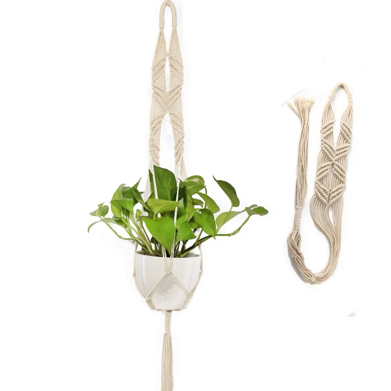 Gardening Green Flowerpot Hemp Rope Hoisting Net Flowerpot Hanging Basket String Bag Decorative Pattern Hanging Basket Entirely