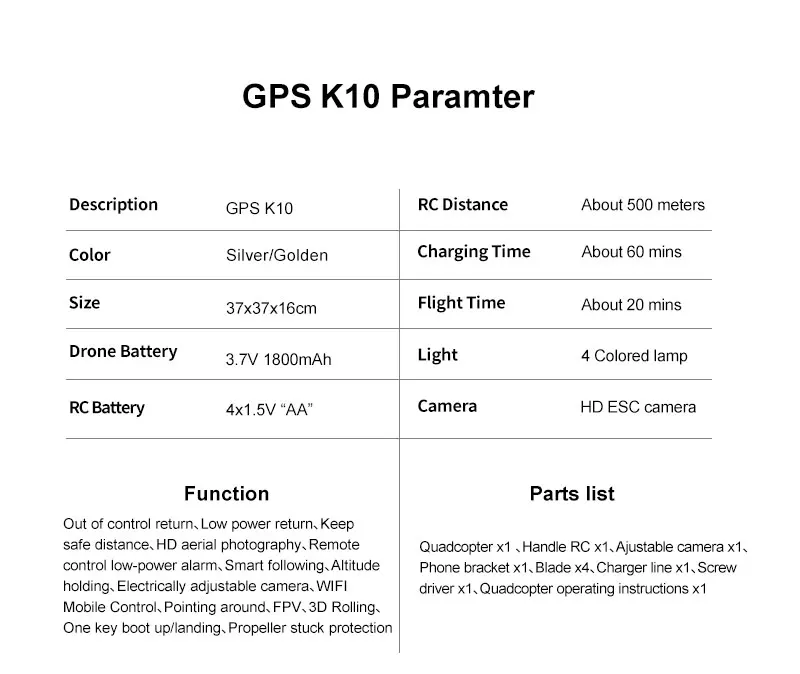 XKY K10 gps Дрон WiFi FPV Дрон с регулируемой HD ESC камерой широкий угол+ высота удержания RC Квадрокоптер Дрон-20 мин Время полета