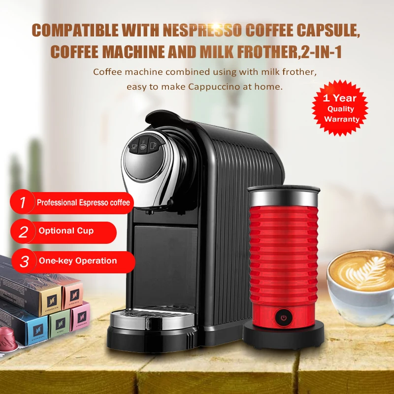 Hiinfusion Machine à café expresso avec mousseur à lait électrique Nespresso  capsule compatible cappuccino chocolat chaud | AliExpress