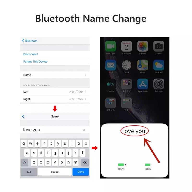 I99999 Plus TWS Volume Control Super Bass Wireless Earbuds Air2 Earbuds Rename Bluetooth 5 0 Earphone PKi90000PlusTWS i90000 Max